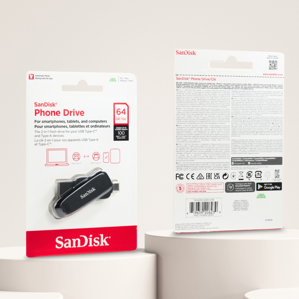 Gambar produk SanDisk Dual-Interface Phone Drive Android USB Type C 3.2 Gen 1 64GB - SDDDC6