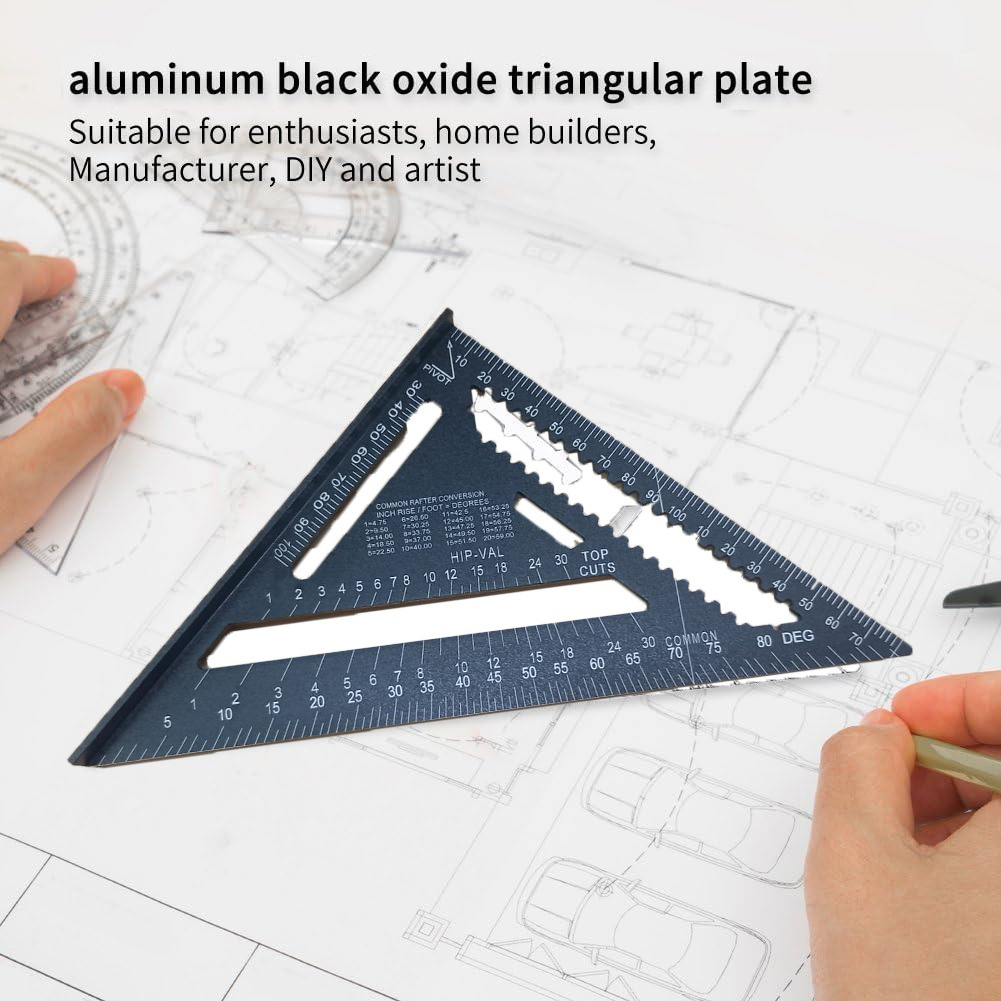 Gambar produk VKTECH Penggaris Siku Mistar Triangle Ruler Aluminium 7 Inch - A10D01