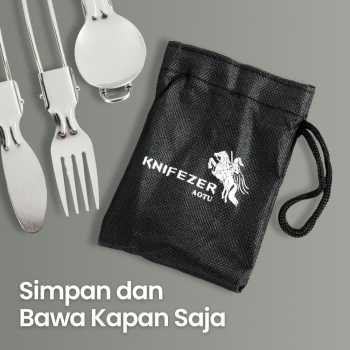 Gambar produk KNIFEZER Set Alat Makan Sendok Garpu Pisau Lipat Portable Cutlery - AOTU