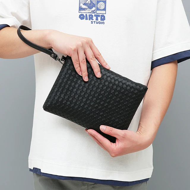 Gambar produk KIET Tas Genggam Kulit Motif Anyam Kulit Leather Clutch Bag - KT1912