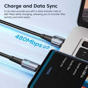 Gambar produk Toocki Kabel Data USB Type C Fast Charging Braided LED Light 66W 6A 25cm - TQ-X02