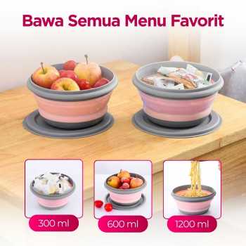 Gambar produk LORV Kotak Makan Lunch Box 3in1 Foldable Silicone 300ml 600ml 1200ml - B1