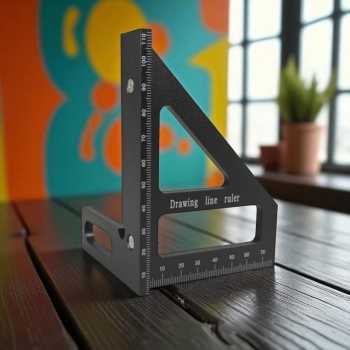 Gambar produk Toohr Penggaris Pengukur Sudut Drawing Line Ruler 3D 45/90 Degree - TO1