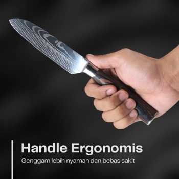 Gambar produk XITUO Pisau Dapur Daging Serbaguna Damascus Pattern Stainless Steel 5 Inch Santoku Knife
