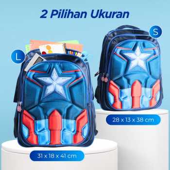 Gambar produk JINMA HONGJIA Tas Sekolah Anak Karakter Kartun Captain America S - KKH001