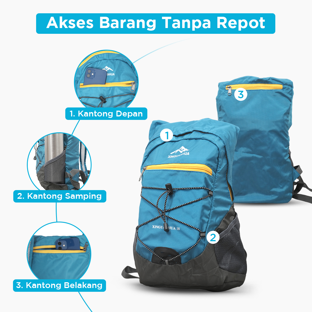 Gambar produk XINGUANHUA Tas Gunung Ransel Lipat Travel Backpack Waterproof 17L - XA94WD