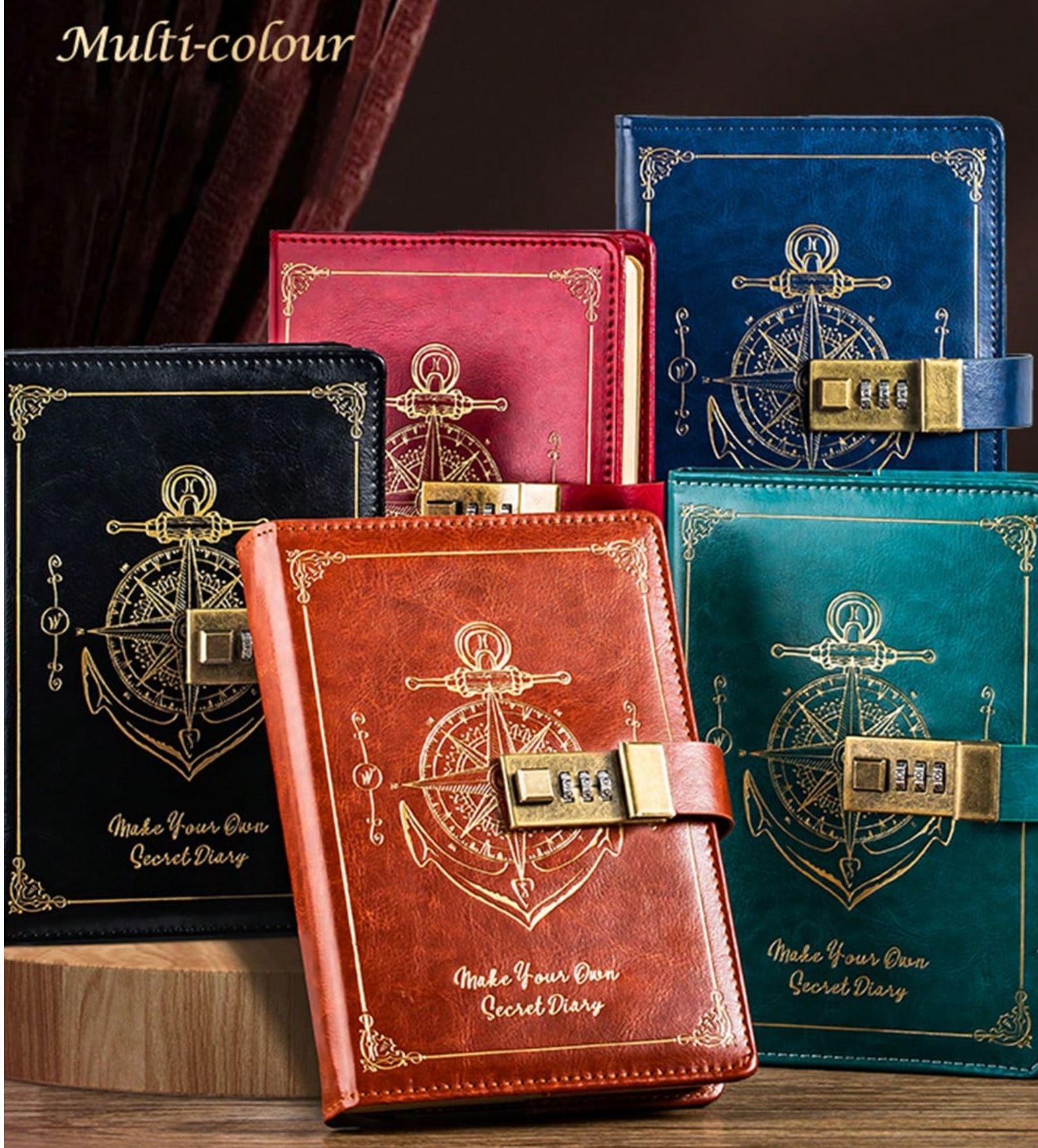 Gambar produk Pirates Buku Jurnal Leather Vintage B6 200 Halaman Grid with Lock - INU148