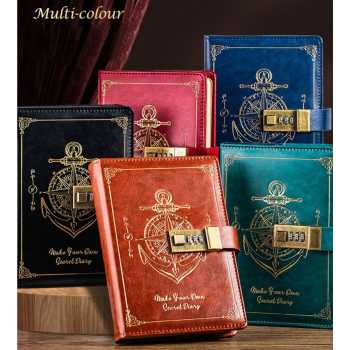 Gambar produk Pirates Buku Jurnal Leather Vintage B6 200 Halaman Grid with Lock - INU148
