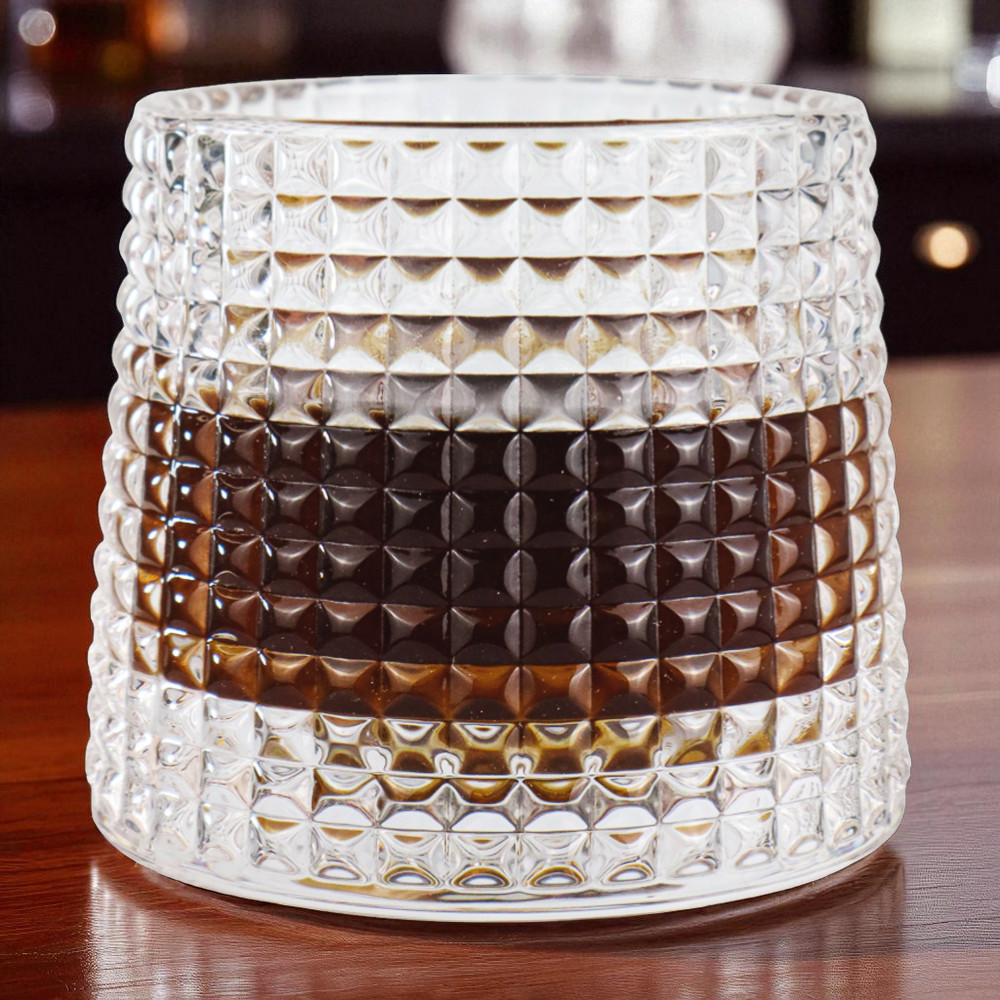 Gambar produk One Two Cups Gelas Whisky Crystal Spinning Wobble Rock Glass 150ml Square - YJ101