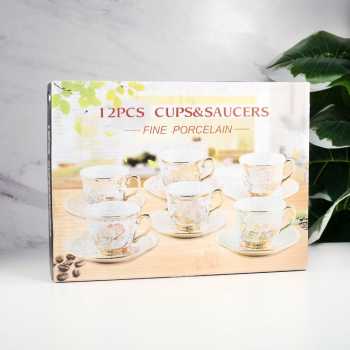 Gambar produk SF Set Cangkir Kopi Keramik 6in1 Electroplating Tea Coffee Cup 100ml C - SF141