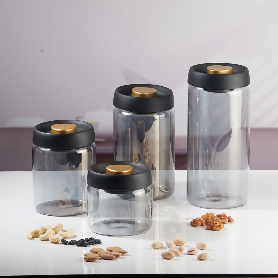 Gambar produk One Two Cups Toples Kaca Penyimpanan Biji Kopi Vacuum Sealed Lid 1.8L - SE41