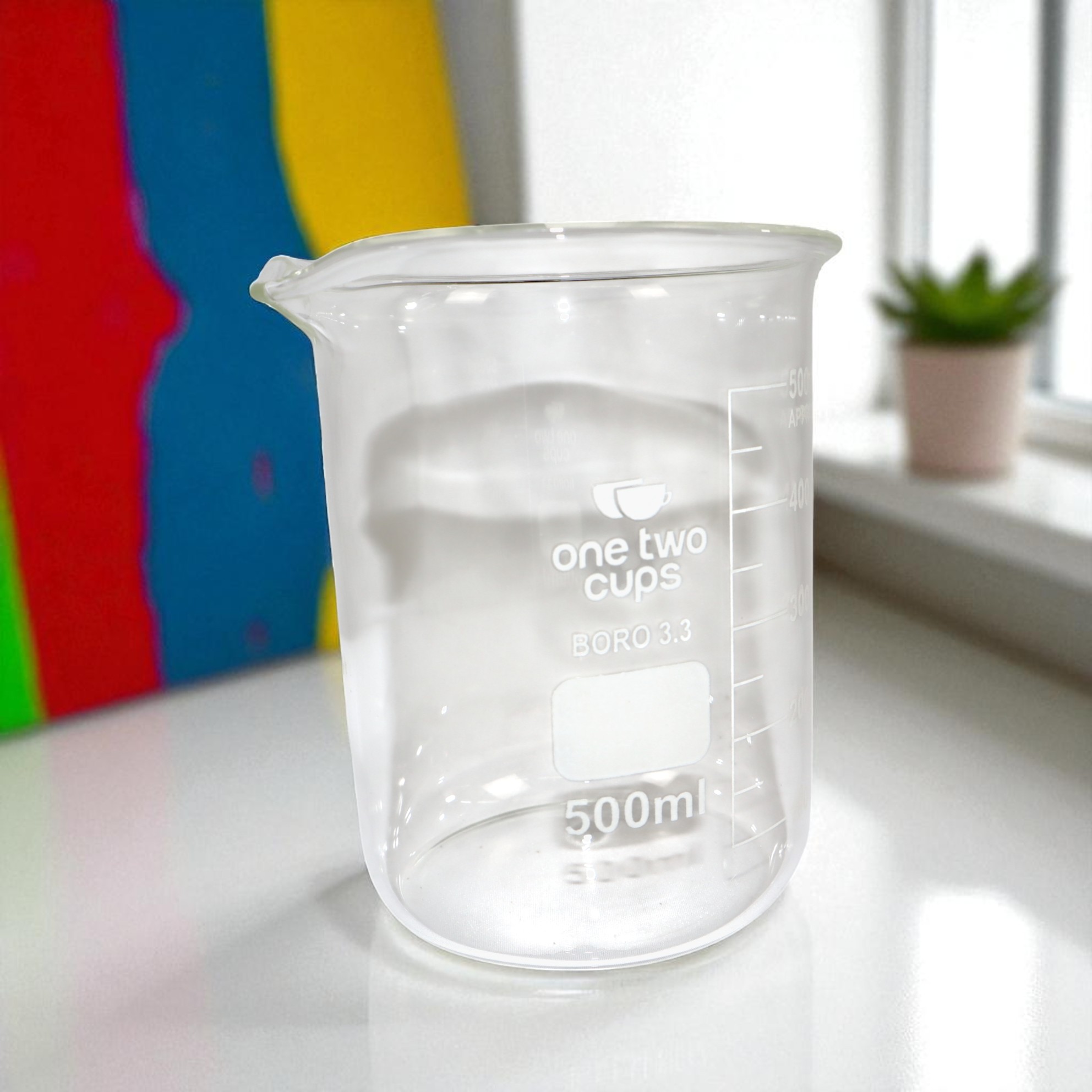 Gambar produk One Two Cups Gelas Ukur Lab Kimia Multifungsi Borosilicate Glass 500ml - GG-17