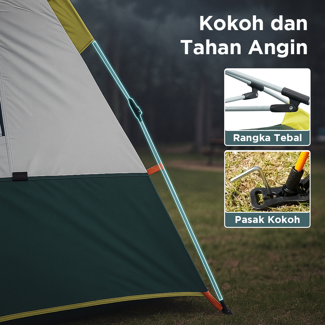 Gambar produk HOUKAI Tenda Camping Lipat Otomatis 3-4 Orang Waterproof - YZTP