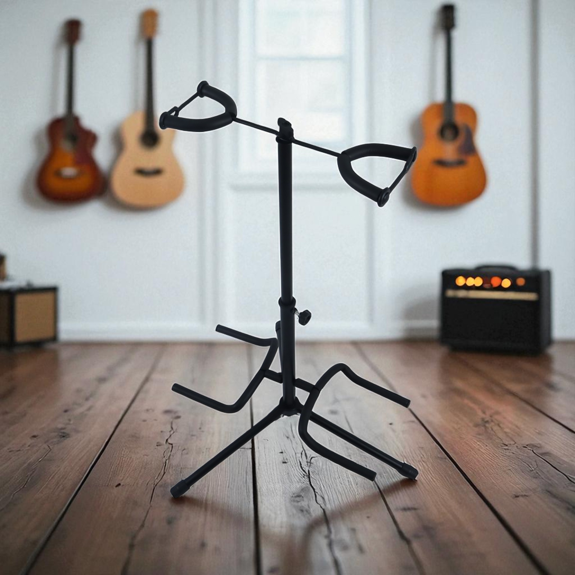 Gambar produk Slazz Stand Gitar Double Guitar Stand Metal Dock Adjustable - INU128