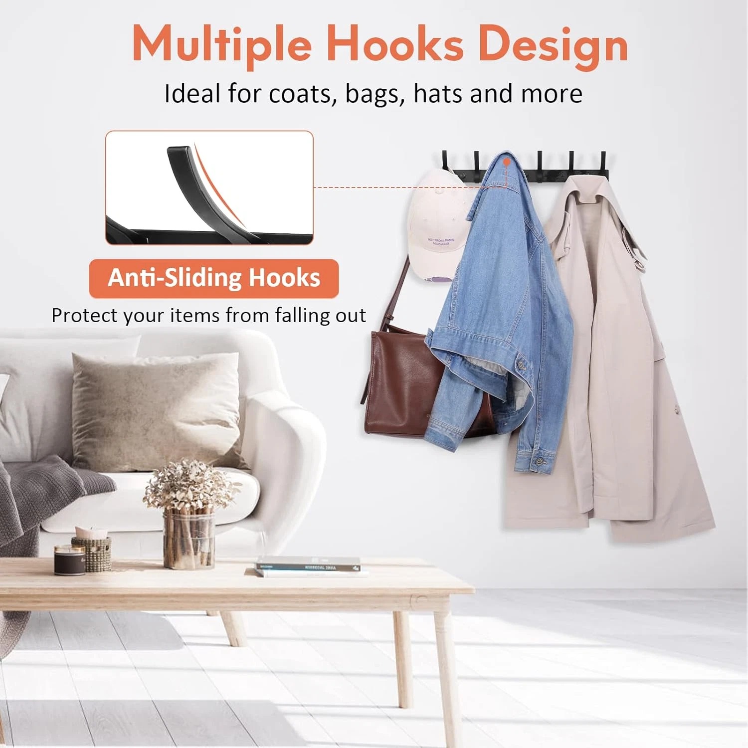 Gambar produk HARVOR Gantungan Dinding Tempel Puch Waterproof Aluminum Alloy 6 Hook - HA6