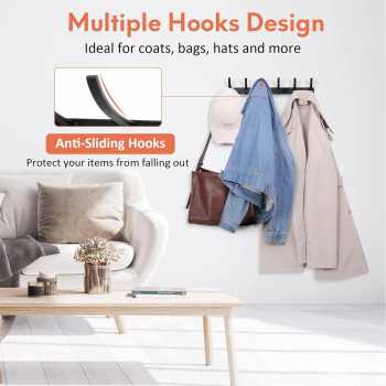 Gambar produk HARVOR Gantungan Dinding Tempel Puch Waterproof Aluminum Alloy 6 Hook - HA6