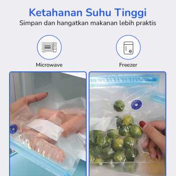 Gambar produk DMJ Plastik Vacuum Makanan Reusable Storage Bag BPA Free 10 PCS 30x34cm - D400