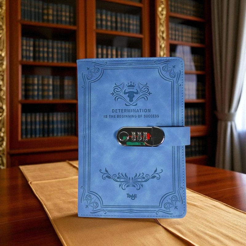 Gambar produk Toddi Buku Jurnal Leather Determination A5 200 Halaman Grid with Lock - TDD3