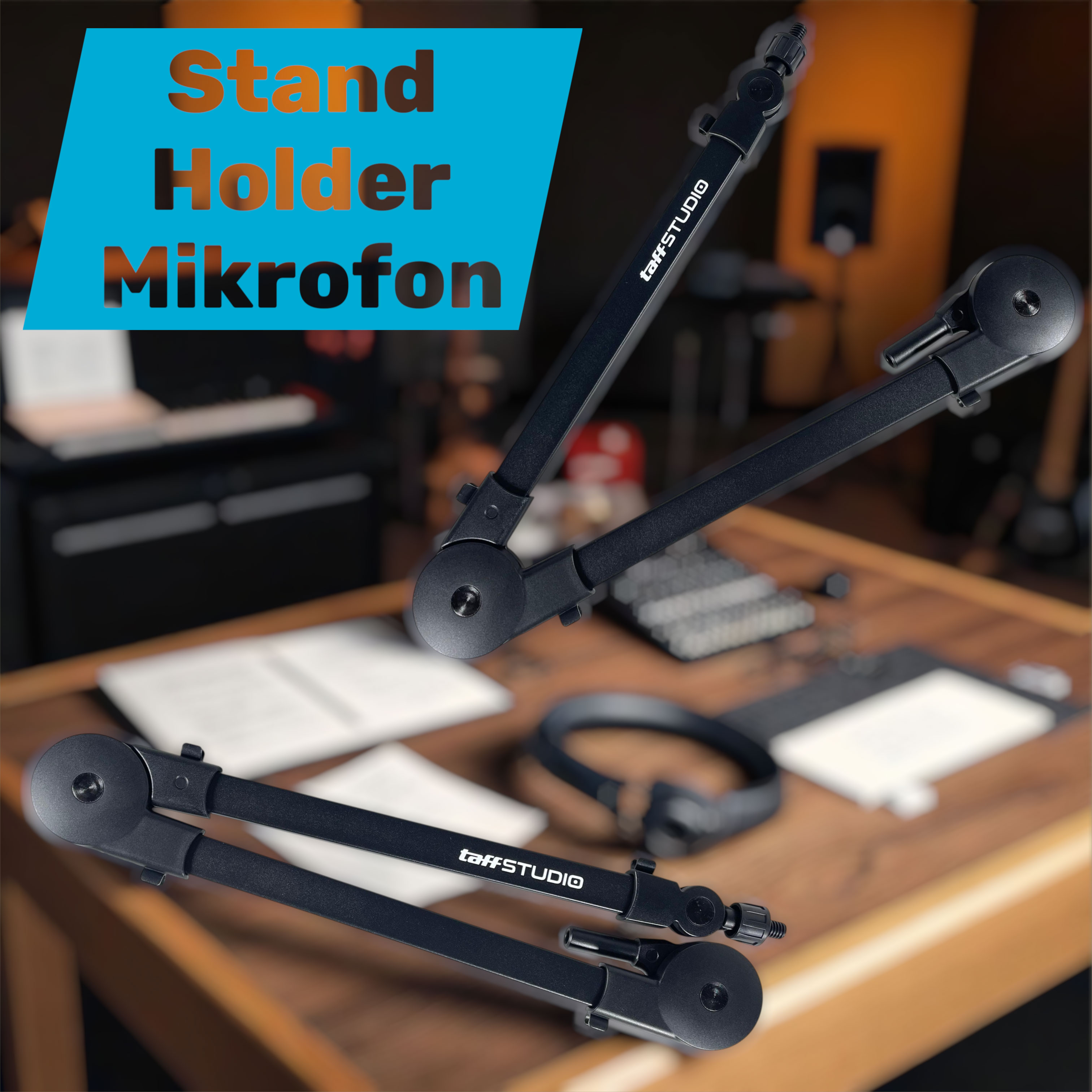 Gambar produk TaffSTUDIO Stand Holder Mikrofon Boom Arm Lazypod with Phone Holder - AK-V7