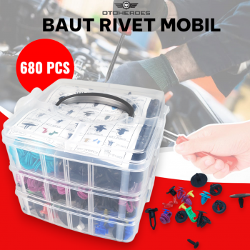 OTOHEROES Baut Rivet Mobil Joint Clip dengan Pengungkit 680 PCS - HS014