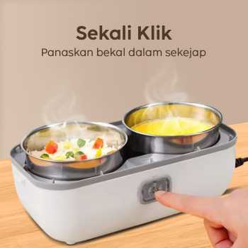 Gambar produk ANYTRP Kotak Makan Pemanas Elektrik Single Layer Lunch Box 2 Bowl 1.2L - DFH-C01