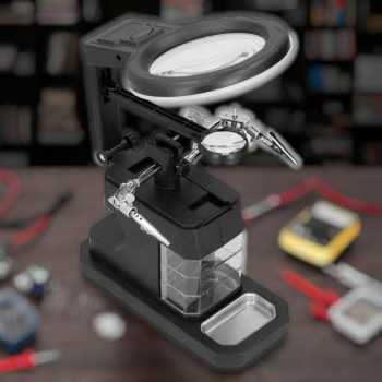 Gambar produk Pegangan Solder dengan Kaca Pembesar LED Welding Magnifier 2.5X/4X/16X - TE-803