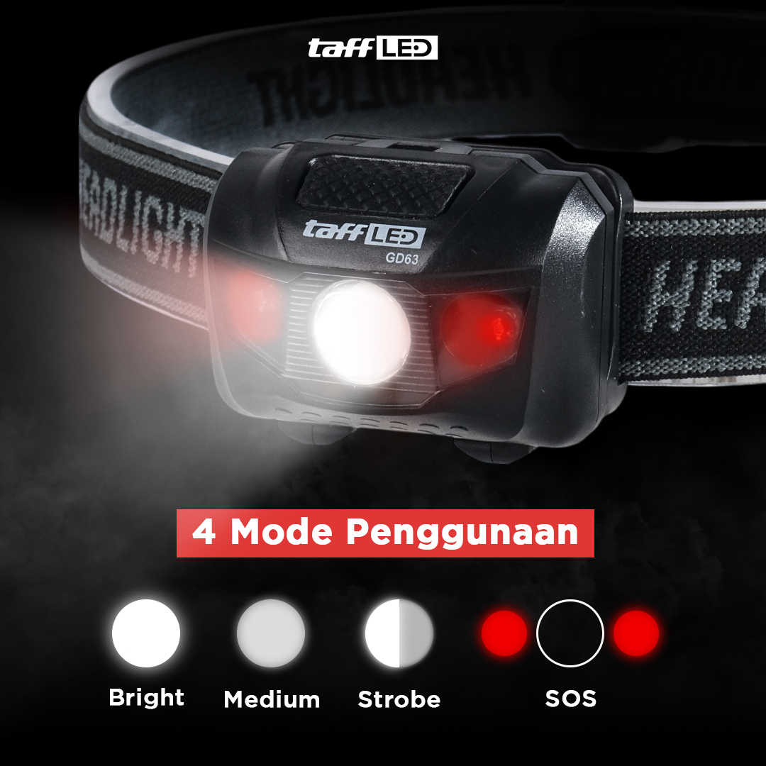 Gambar produk TaffLED Headlamp LED Multifunction Outdoor Lighting 3W - GD63