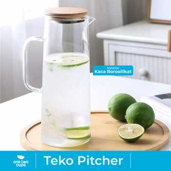 One Two Cups Teko Pitcher Kaca Tahan Panas Api Water Jug 1.38L - YS-6337