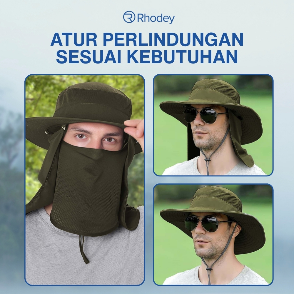 Gambar produk Rhodey Topi Rimba Outdoor Anti UV Waterproof Boonie Hat Polyester - GL001