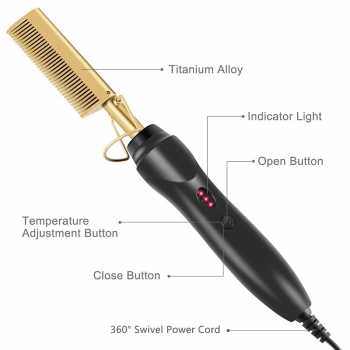 Gambar produk HAOYUMA Catokan Sisir Pelurus Rambut Straightening Comb Adjustable 40W - H1110