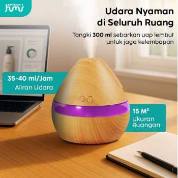 Gambar produk Taffware HUMI Air Humidifier Mini Ultrasonic Aroma Diffuser LED 300ml - H218