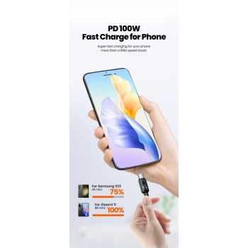 Gambar produk Toocki Kabel Data USB Type-C Multifungsi Fast Charging RGB 20V 6A 100W 1.8M - TQ-X45