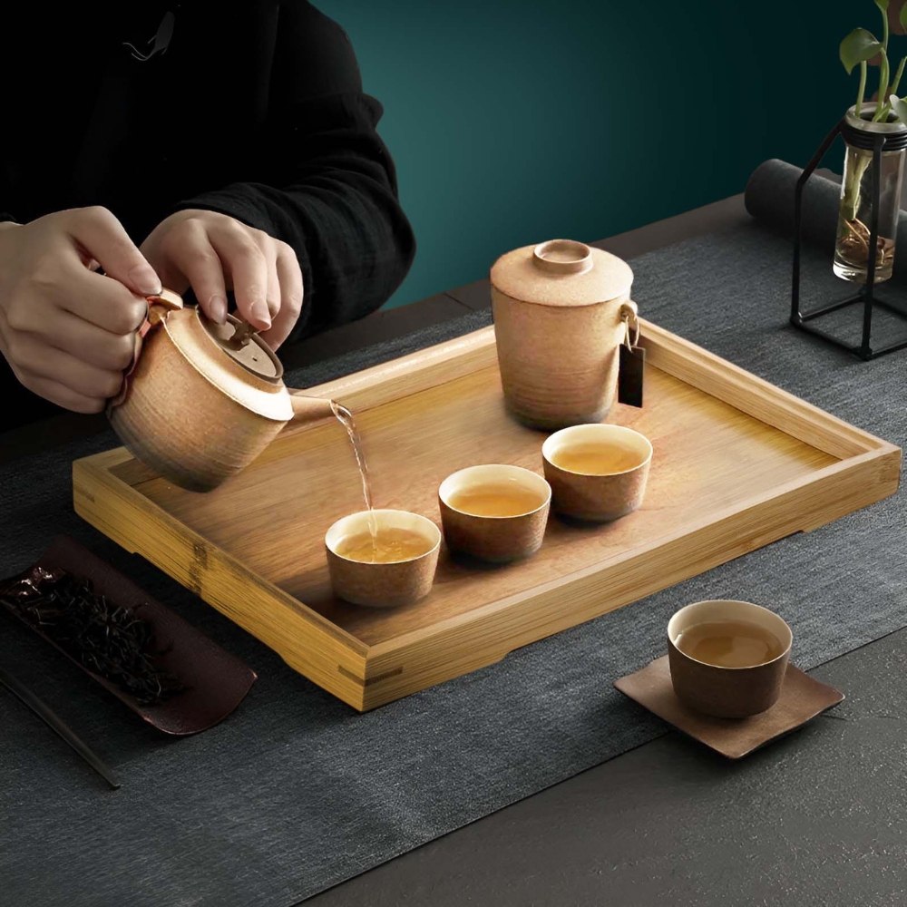 Gambar produk NLSLASI Tatakan Nampan Gelas Cangkir Teh Chinese Bamboo Tea Tray - NL30