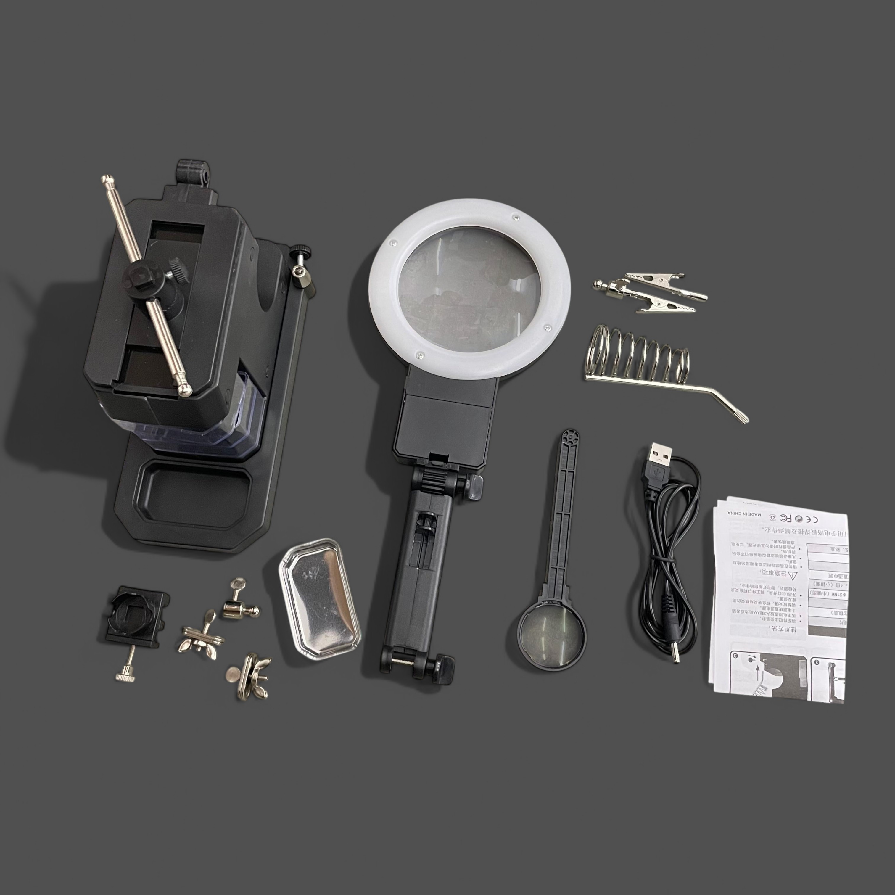 Gambar produk Pegangan Solder dengan Kaca Pembesar LED Welding Magnifier 2.5X/4X/16X - TE-803
