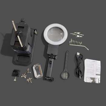 Gambar produk Pegangan Solder dengan Kaca Pembesar LED Welding Magnifier 2.5X/4X/16X - TE-803