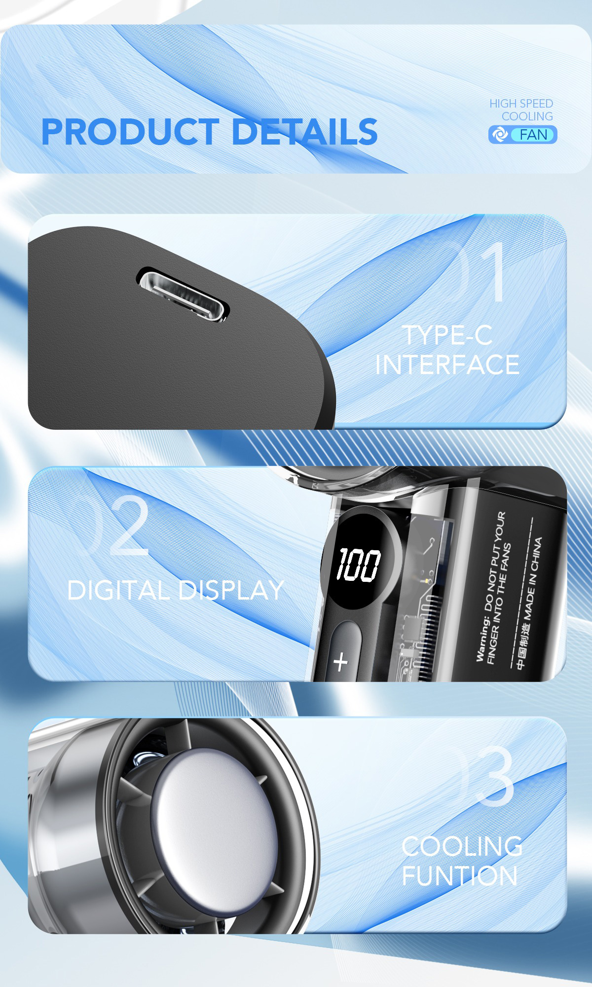 Gambar produk OSBORN Kipas Mini Portable Handheld Fan Ice Compress 3000mAh - O-65