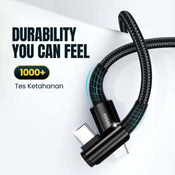 Gambar produk ESSAGER Kabel Data USB Type C Fast Charging L Shaped Braided 3A 60W 1M - ES-X23