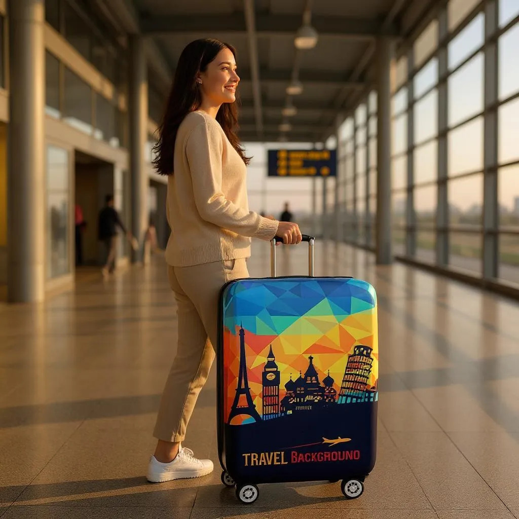Gambar produk TravGuard Sarung Koper Elastis Polyester Spandex Suitcase Cover M Scenic Spot 2 - H-22