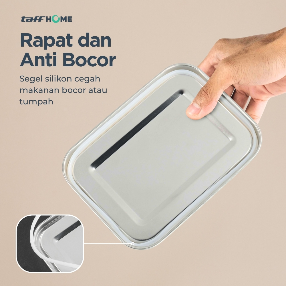Gambar produk TaffHOME Kotak Makan Lunch Box Stainless Steel Single Layer 850ml - U-30