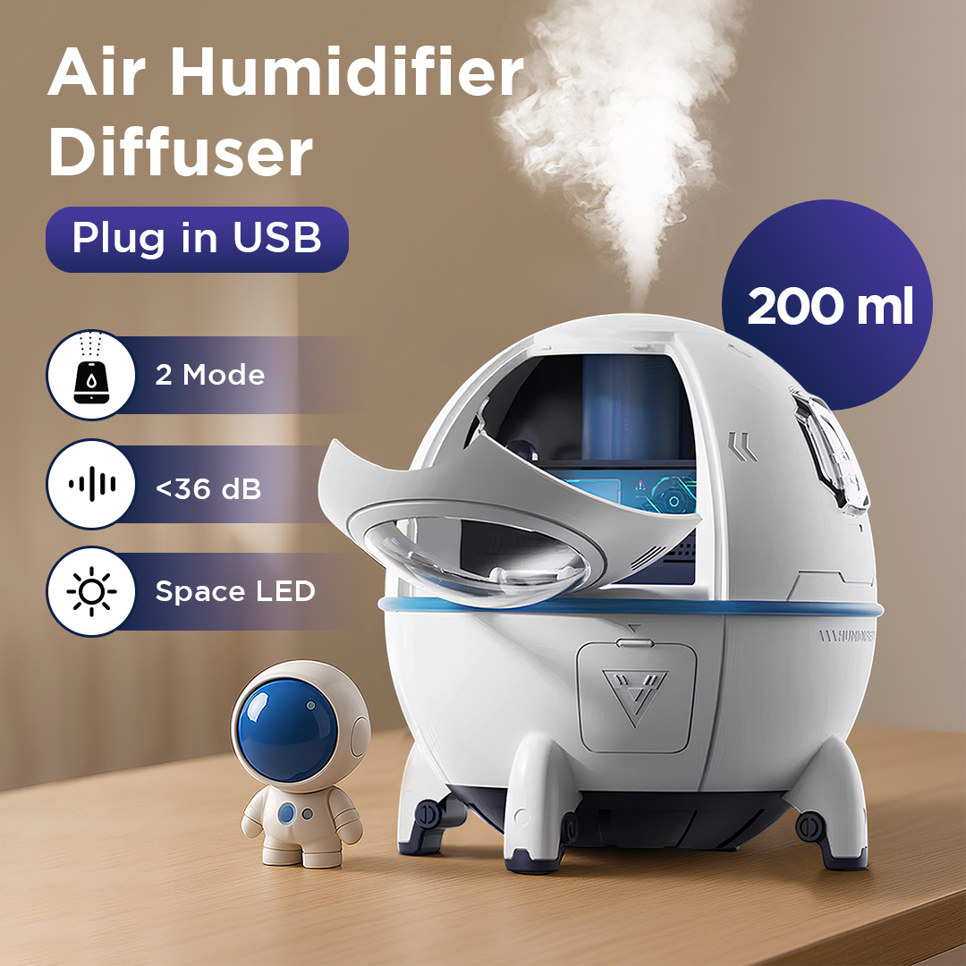Gambar produk SONONIA Air Humidifier Mini Ultrasonic Diffuser Space Capsule 200ml USB - MJ046