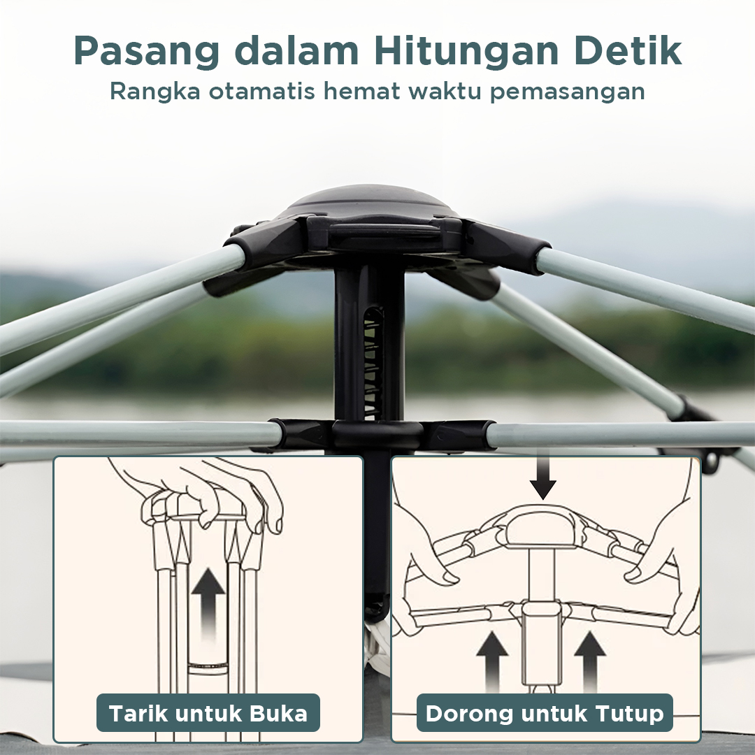 Gambar produk HOUKAI Tenda Camping Lipat Otomatis 3-4 Orang Waterproof - YZTP