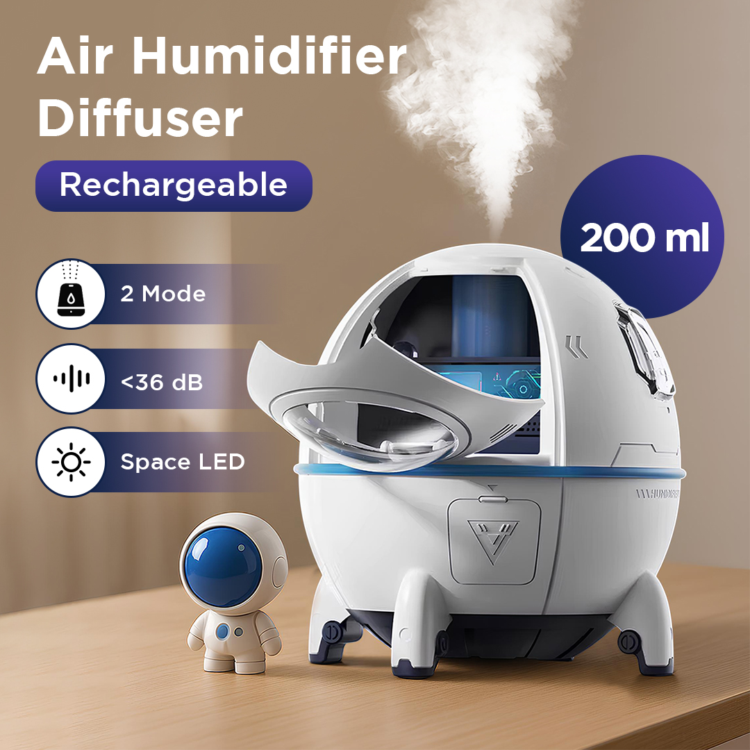 Gambar produk SONONIA Air Humidifier Mini Ultrasonic Diffuser Space Capsule 200ml Rechargeable - MJ046