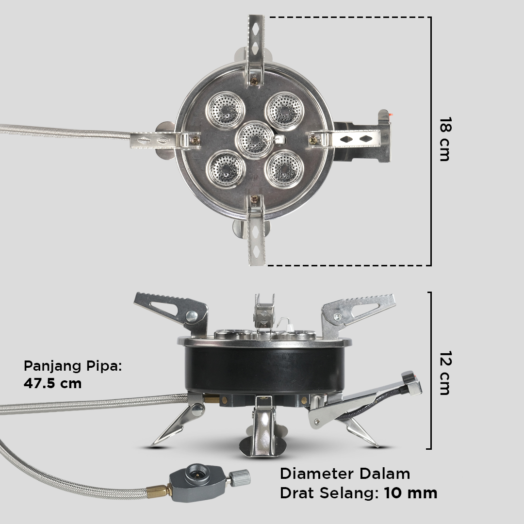 Gambar produk TaffSPORT Kompor Gas Portable Lipat 5 Burner Ultralight Camping Stove - WS542