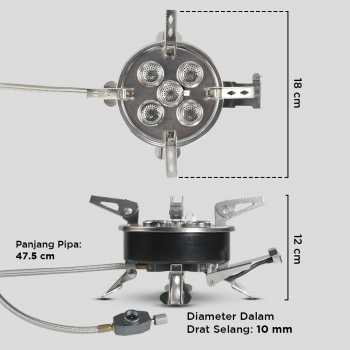 Gambar produk TaffSPORT Kompor Gas Portable Lipat 5 Burner Ultralight Camping Stove - WS542