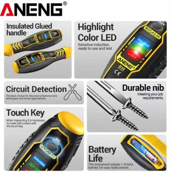 Gambar produk ANENG Obeng Tespen Tester Pen Highlight Voltage With 3 Indicator Obeng Plus - B18
