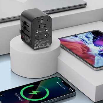 Gambar produk LENCENT Universal Travel Adaptor Multi Port USB Type C UK EU USA 65W - HHT906