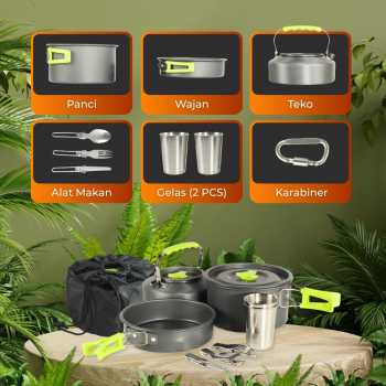 Gambar produk Yofeil Set Alat Masak Outdoor Camping Nesting Cooking Set Aluminium - DS-308