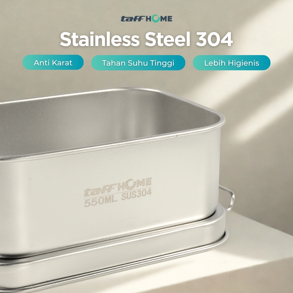 Gambar produk TaffHOME Kotak Makan Lunch Box Stainless Steel Single Layer 550ml - UP55