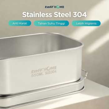 Gambar produk TaffHOME Kotak Makan Lunch Box Stainless Steel Single Layer 550ml - UP55