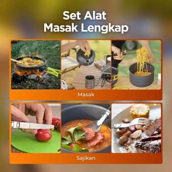 Gambar produk Yofeil Set Alat Masak Outdoor Camping Nesting Cooking Set Aluminium - DS-308